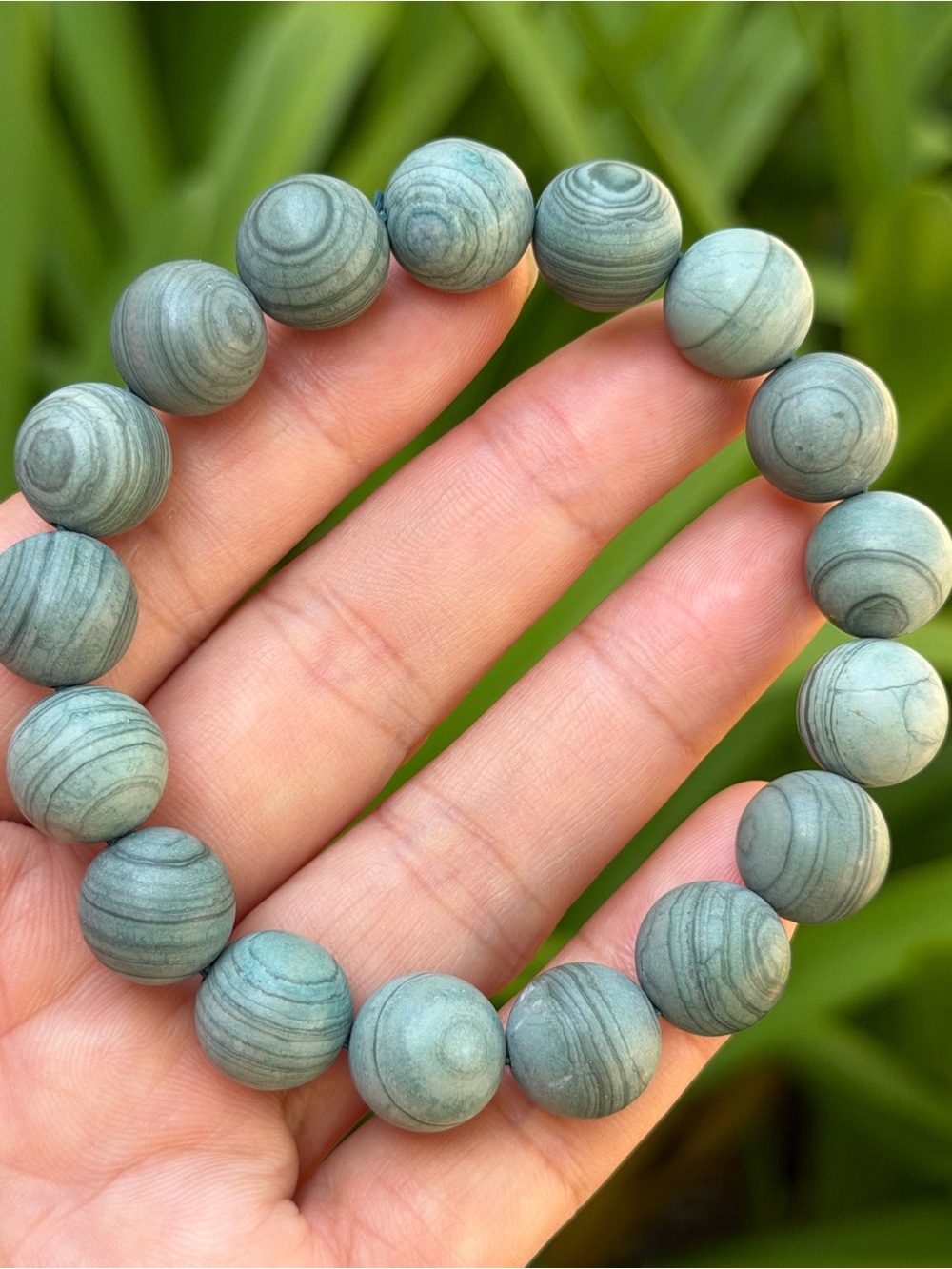 12mm Handmade Green Matte Agate Bead Bracelet - Elegant Stretch Bracelet 2041